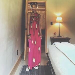 Pink peacock Midi Dress